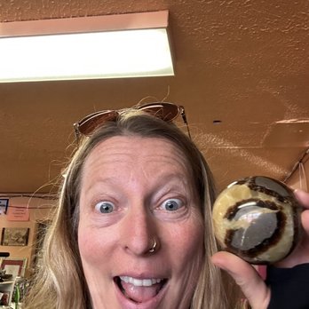 Ivy Warren Arts & Antiques - Lookie....I found a Dragon Egg Septarian Sphere! - Antiques Near Me - Burns, Oregon Ivy Warren Arts & Antiques - Lookie....I found a Dragon Egg Septarian Sphere! - Antiques Near Me - Burns, Oregon