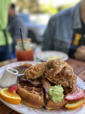 Photo of Plain Jane - San Francisco, CA, US. Chipotle Honey Fried Chicken and Belgian Waffles