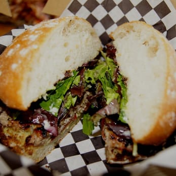Grégoire - Grilled pork patty with bacon & avocado in pantofolina (4/5) - French Near Me - Berkeley, California Grégoire - Grilled pork patty with bacon & avocado in pantofolina (4/5) - French Near Me - Berkeley, California