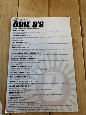 Menu photo 3 Odie B's Sunnyside Denver, CO