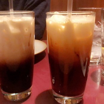 Simple Thai - (Left to right) Thai Iced Coffee, Thai iced tea. So so good! - Thai Near Me - Vallejo, California