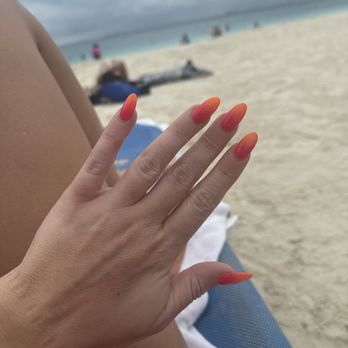 Dream Nails Spa - "Airbrush" or orange to pink ombré nails - Nail Salons Near Me - Athens, Alabama