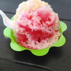 808 Shave Ice - Mango, Cherry, and Coconut flavors topped with a "snow cap"