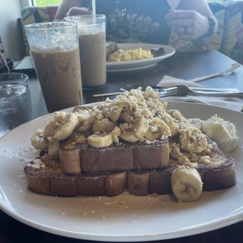 Kihei Caffe Lahaina - Banana-Mac nut French toast with NOLA Style Cold Brew coffee - Breakfast & Brunch Near Me - Lahaina, Hawaii Kihei Caffe Lahaina - Banana-Mac nut French toast with NOLA Style Cold Brew coffee - Breakfast & Brunch Near Me - Lahaina, Hawaii