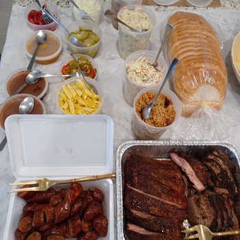 Roegels Barbecue Katy - $189 BBQ meal for 10-12 eaters. Pork ribs, sliced briskets, & sausages. 5 quarts of sides. House made condiments & white bread. - Barbeque Near Me - Katy, Texas Roegels Barbecue Katy - $189 BBQ meal for 10-12 eaters. Pork ribs, sliced briskets, & sausages. 5 quarts of sides. House made condiments & white bread. - Barbeque Near Me - Katy, Texas