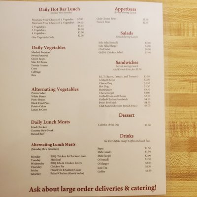 Menu photo 2 Pete's Grill Gibsonville, NC Menu photo 2 Pete's Grill Gibsonville, NC