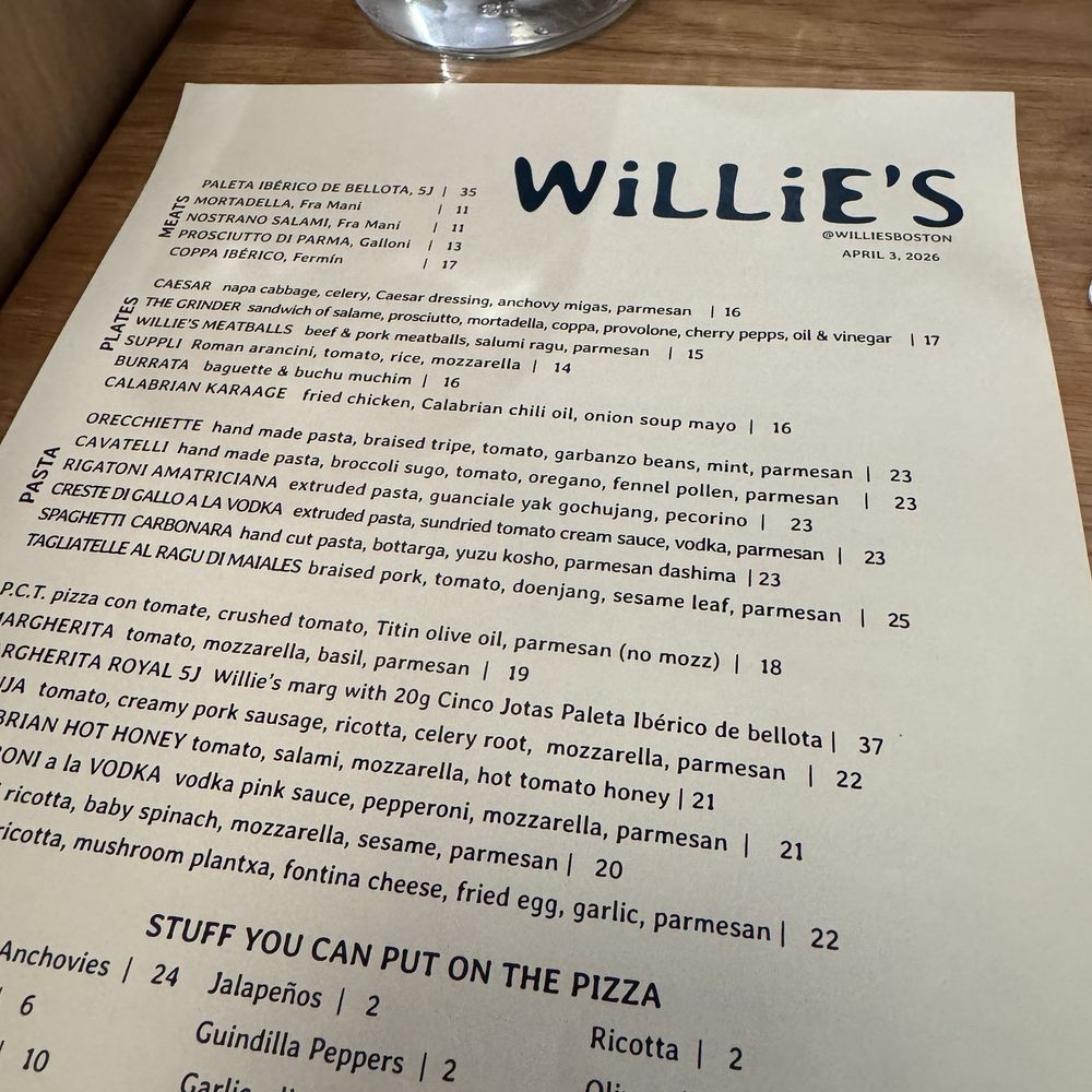 Willies - Pizza Near Me - Boston, Massachusetts