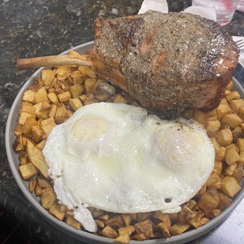 Tata's Cafe - 3 inch Berkshire pork chop bone in!!! - Breakfast & Brunch Near Me - Hawthorne, California Tata's Cafe - 3 inch Berkshire pork chop bone in!!! - Breakfast & Brunch Near Me - Hawthorne, California