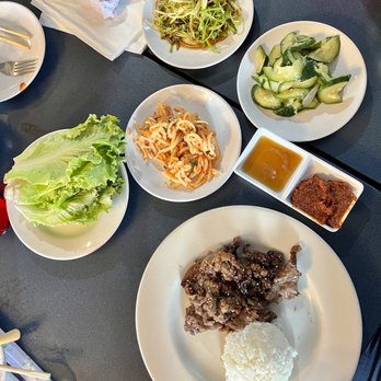 Han-Mi - 8 oz beef bulgogi with radish kimchi, stir fried zucchini, green onion salad, and lettuce wraps - Korean Near Me - Chattanooga, Tennessee Han-Mi - 8 oz beef bulgogi with radish kimchi, stir fried zucchini, green onion salad, and lettuce wraps - Korean Near Me - Chattanooga, Tennessee