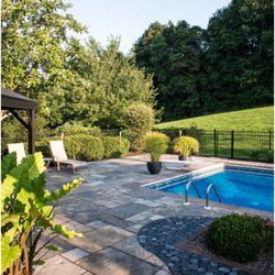 Authentic Homescapes - Cragside stone slabs with antika and brick border.