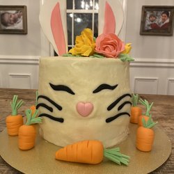 Spilled Milk Bakery - Bunny Easter Cake with gum paste flowers
