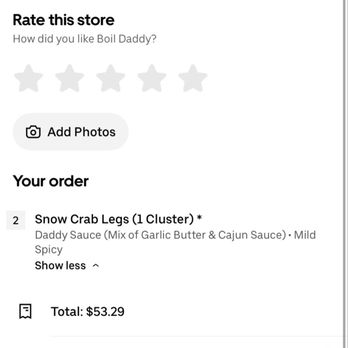 Boil Daddy - uber eats receipt - Cajun/Creole Near Me - Stanton, California Boil Daddy - uber eats receipt - Cajun/Creole Near Me - Stanton, California
