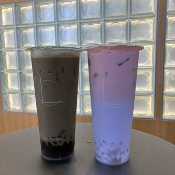 La Cha - Hojicha(Roasted Matcha)Milk Tea with coffee jelly, strawberry ube milk tea with crystal boba - Bubble Tea Near Me - Hawthorne, California