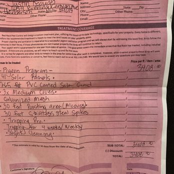 Red Rock Pest Control - Invoice showing what work was suppose to be done - Pest Control Near Me - Las Vegas, Nevada Red Rock Pest Control - Invoice showing what work was suppose to be done - Pest Control Near Me - Las Vegas, Nevada