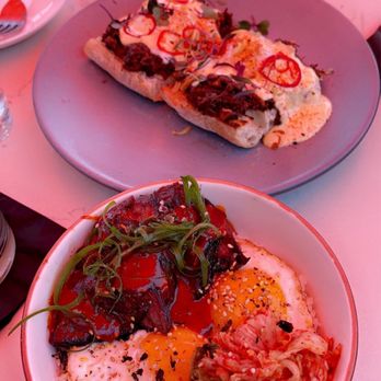 The Peached Tortilla - Brisket Eggs Benedict, Korean Steak and Eggs - Asian Fusion Near Me - Austin, Texas
