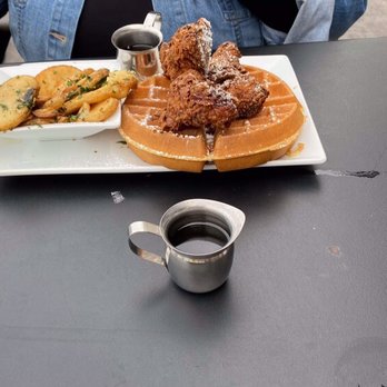 Eggspectation - This was my wife's plate, if you could see that the chicken was BURNT! But the waffle was good. - Breakfast & Brunch Near Me - Newark, Delaware Eggspectation - This was my wife's plate, if you could see that the chicken was BURNT! But the waffle was good. - Breakfast & Brunch Near Me - Newark, Delaware