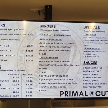 Primal Cuts - Menu as of September 2022 - Steakhouses Near Me - Stanton, California Primal Cuts - Menu as of September 2022 - Steakhouses Near Me - Stanton, California