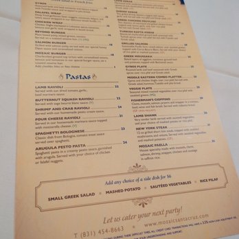 Mozaic - Menu - Mediterranean Near Me - Santa Cruz, California Mozaic - Menu - Mediterranean Near Me - Santa Cruz, California
