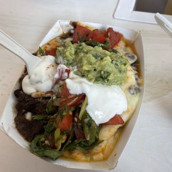 Frita Batidos - Loaded Plantains w/black beans, Muenster, cilantro salsa, advocado spread and crème fraiche (sour cream consistency) - Burgers Near Me - Detroit, Michigan