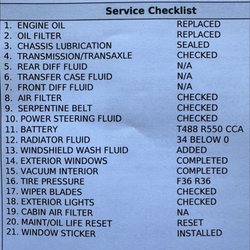 Grease Monkey - Service checklist at no additional charge when Pay for oil change.
