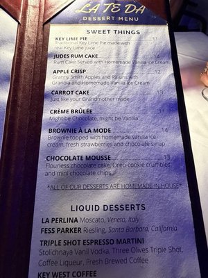Menu photo 1 La Te Da Restaurant Key West, FL