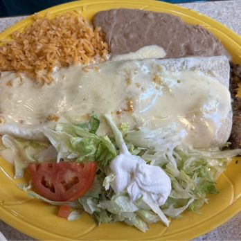 Dos Reales Mexican Restaurant - This was the steak strips burrito with rice and beans and salad. - Mexican Near Me - Champaign, Illinois Dos Reales Mexican Restaurant - This was the steak strips burrito with rice and beans and salad. - Mexican Near Me - Champaign, Illinois