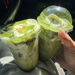Pistachio and matcha einspanner Pistachio and matcha einspanner