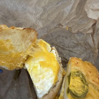 Einstein Bros. Bagels - Egg and cheese. No bacon. In the economy you can't afford to make orders wrong if people are spending so much money for a bagel. - Bagels Near Me - Oceanside, California