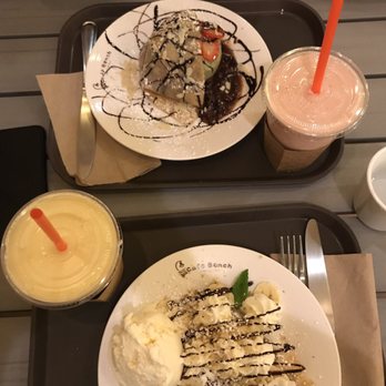 Cafe Bench - Up: Green Forrest Crepé  Bottom: Banana Crepé - Cafes Near Me - Flushing, New York