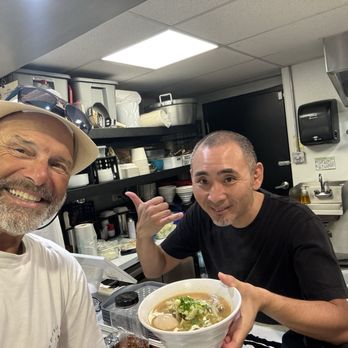 Ramen Go - Don (satisfied customer) and Shingo (Chef and owner) - Ramen Near Me - Honolulu, Hawaii