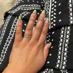 Taylor's Nails - Acrylic nails, green French tip almond shape
