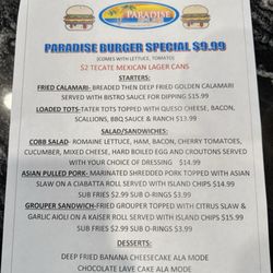 Paradise Pub - Specials Menu