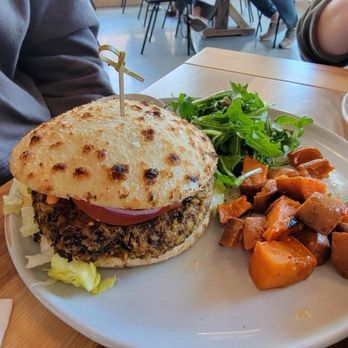 Whole Harvest Kitchen - "Burger"- I'm told it was good and filling. He disliked both the sides tho. $14 - Vegan Near Me - Overland Park, Kansas Whole Harvest Kitchen - "Burger"- I'm told it was good and filling. He disliked both the sides tho. $14 - Vegan Near Me - Overland Park, Kansas