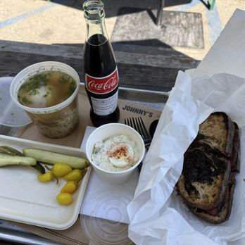 Johnny's Pastrami - matzo ball soup, pastrami sandwich, potato salad, and a coke - Sandwiches Near Me - Los Angeles, California Johnny's Pastrami - matzo ball soup, pastrami sandwich, potato salad, and a coke - Sandwiches Near Me - Los Angeles, California