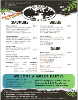 Menu photo 2 Panorama Bar & Grill Martinsburg , WV Menu photo 2 Panorama Bar & Grill Martinsburg , WV