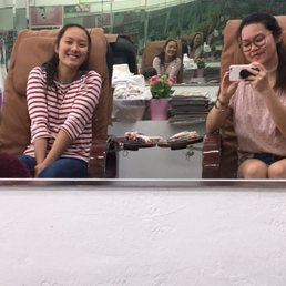 Enjoying our foot spa for our mani pedi