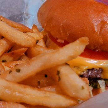 Harbor Town Pub - Garlic fries and a burger in your face... - Bars Near Me - San Diego, California