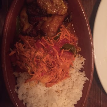 Cuban Pete's - Ropa Vieja... Traditional Cuban shredded chicken served with plantains, black beans and white rice - Cuban Near Me - Montclair, New Jersey