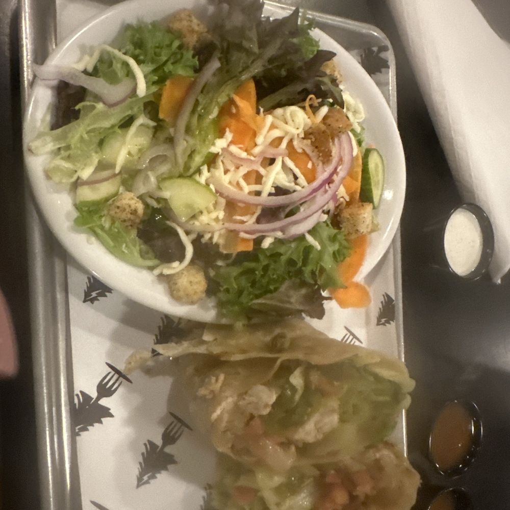 Twisted Pine - Chicken fajita wrap with a side salad - Bars Near Me - Winston-Salem, North Carolina Twisted Pine - Chicken fajita wrap with a side salad - Bars Near Me - Winston-Salem, North Carolina