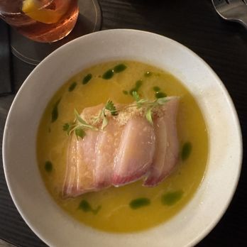 Gui Steakhouse - Hwe Muchim, Hamachi Crudo, papaya salad, and leche de tigre - Steakhouses Near Me - New York, New York Gui Steakhouse - Hwe Muchim, Hamachi Crudo, papaya salad, and leche de tigre - Steakhouses Near Me - New York, New York