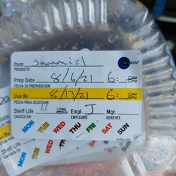 A sandwich made 8/6 with 4 days of shelf life and the use by date is incorrect. Also past its correct use by date.