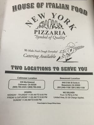 Menu photo 8 New York Pizzeria Beaumont, CA Menu photo 8 New York Pizzeria Beaumont, CA