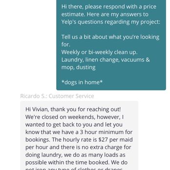 Mighty Maids - This is my conversation with Mighty Maids prior their arrival. - Home Cleaning Near Me - Culver City, California Mighty Maids - This is my conversation with Mighty Maids prior their arrival. - Home Cleaning Near Me - Culver City, California