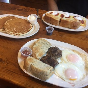 Toni's Diner - Chili eggrito with homemade white toast in the back, homemade rye + eggs + sausage in the front. Plus, a side of blueberry pancakes. YUM - American Near Me - Hector, New York Toni's Diner - Chili eggrito with homemade white toast in the back, homemade rye + eggs + sausage in the front. Plus, a side of blueberry pancakes. YUM - American Near Me - Hector, New York