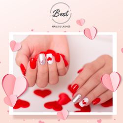 Best Nails & Lashes - Indulge in some self-care this Valentine's Day with a luxurious nail spa session. 
With endless colors and creative designs, you'll find