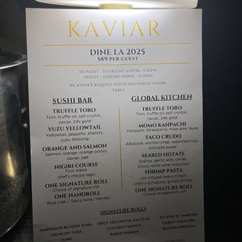 Kaviar Restaurants - Pasadena - DineLA Menu - Sushi Bars Near Me - Pasadena, California