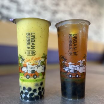 Urban Bubble - Passionate Mango (Left) and Slush Aloha Mango (Right) - Bubble Tea Near Me - San Diego, California