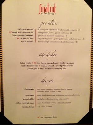 Menu photo 1 Final Cut Steakhouse Joliet, IL Menu photo 1 Final Cut Steakhouse Joliet, IL