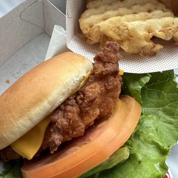 Chick-fil-A - Spicy Chicken Sandwich and Waffle Fries. - Fast Food Near Me - Pasadena, California Chick-fil-A - Spicy Chicken Sandwich and Waffle Fries. - Fast Food Near Me - Pasadena, California