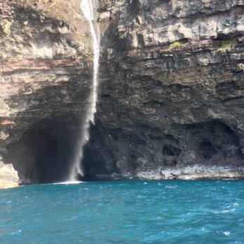 Na Pali Catamaran - the waterfall... they drove us through it and we got gloriously wet... thanks, Captain! :) - Boat Charters Near Me - Hanalei, Hawaii Na Pali Catamaran - the waterfall... they drove us through it and we got gloriously wet... thanks, Captain! :) - Boat Charters Near Me - Hanalei, Hawaii